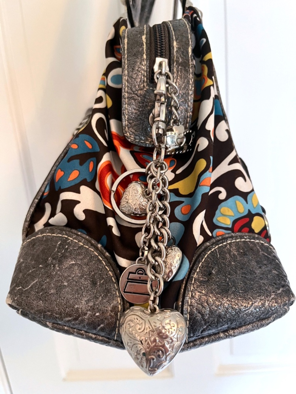Vintage Boho Kathy Van Zeeland Floral Crown Satchel Purse Charm Bag - Picture 2 of 8